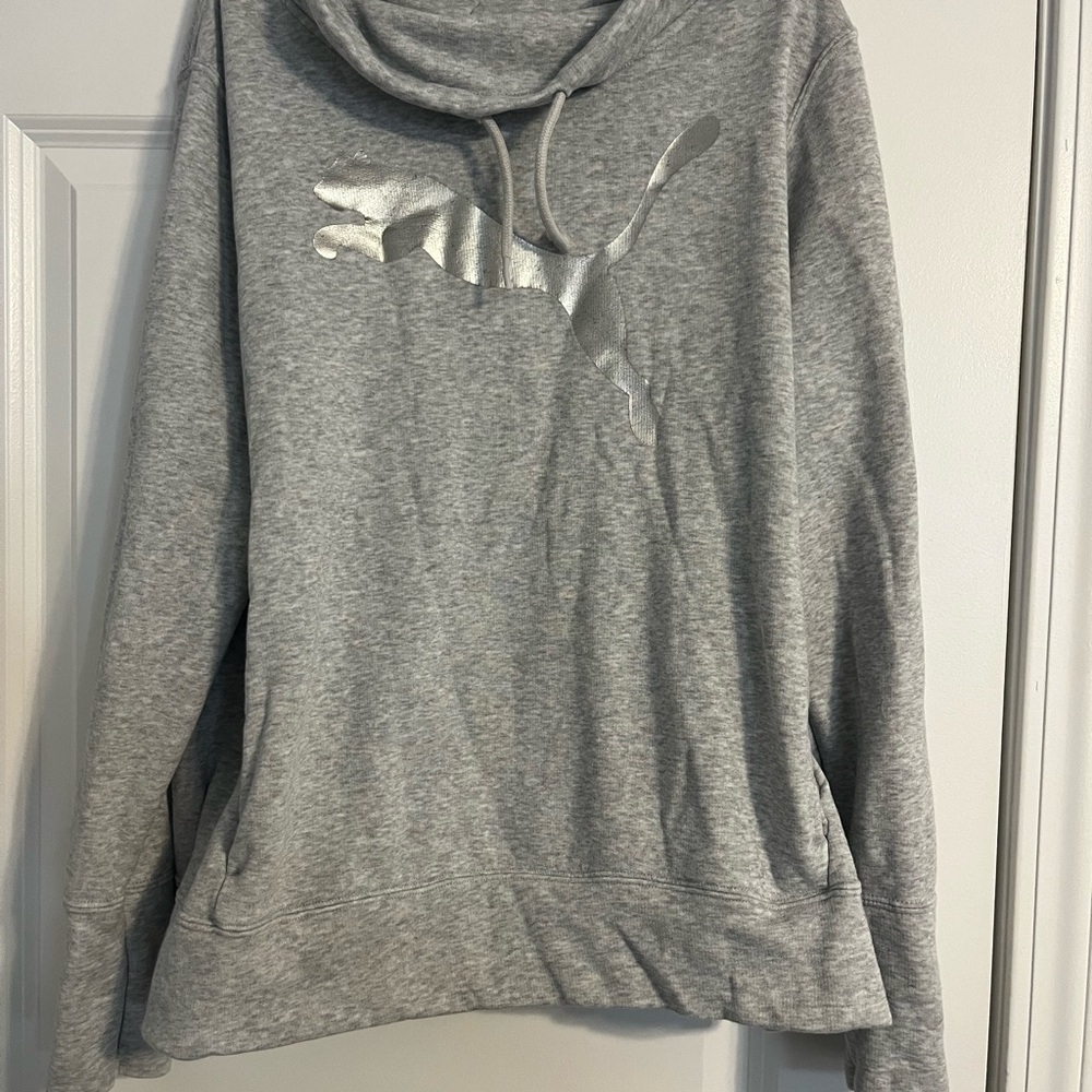 Puma Gray Hoodie with Metallic Silver Logo